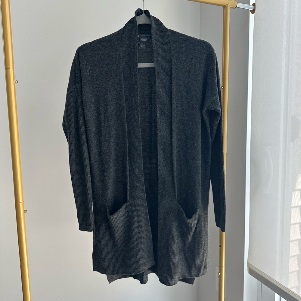 Armani Exchange Grey Open Cardigan
